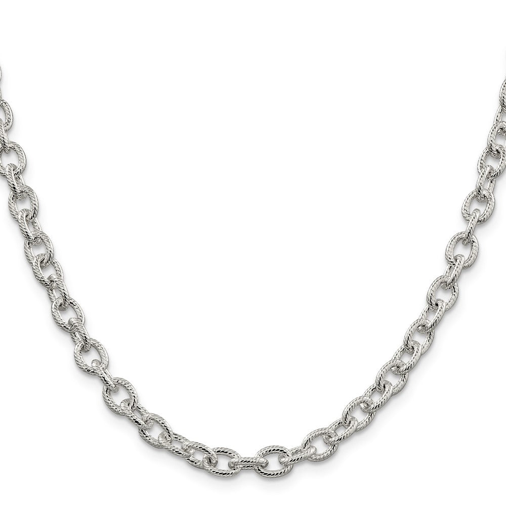 20 Inch Sterling Silver 6.25mm Fancy Patterned Rolo Chain Necklace