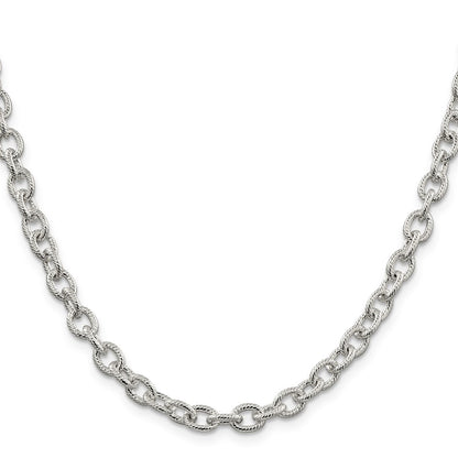 20 Inch Sterling Silver 6.25mm Fancy Patterned Rolo Chain Necklace