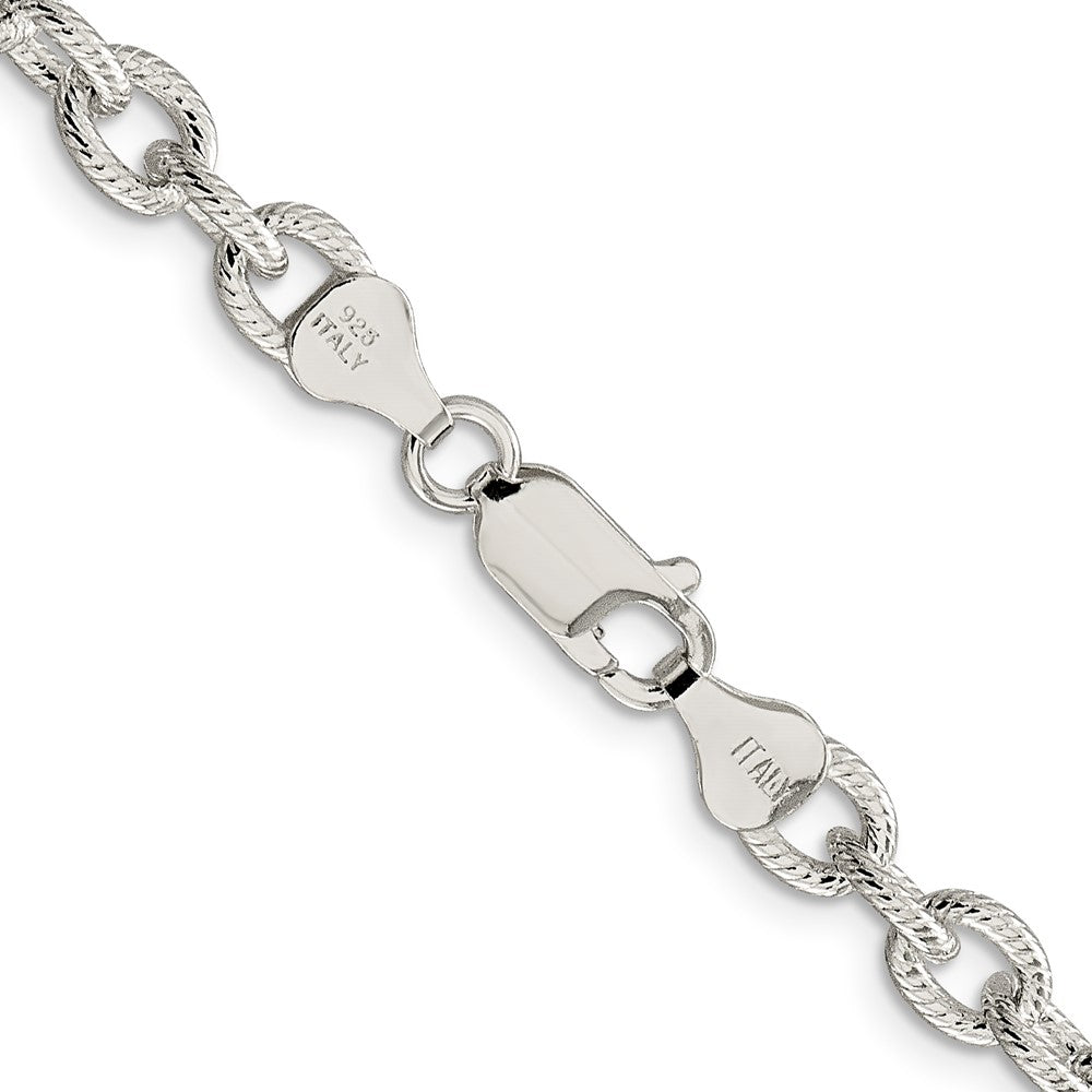 24 Inch Sterling Silver 6.25mm Fancy Patterned Rolo Chain Necklace