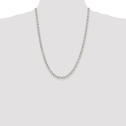 24 Inch Sterling Silver 6.25mm Fancy Patterned Rolo Chain Necklace