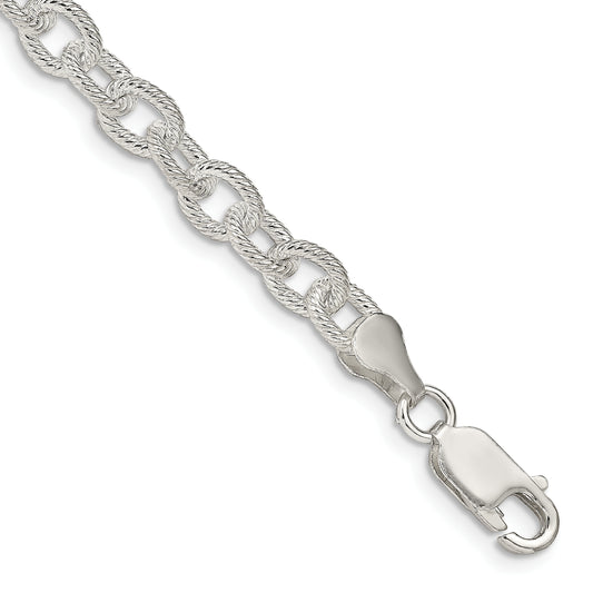 7 Inch Sterling Silver 6.25mm Fancy Patterned Rolo Chain