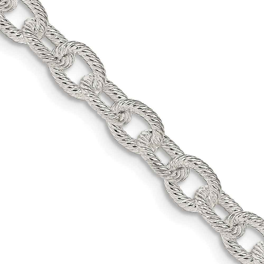 16 Inch Sterling Silver 6.25mm Fancy Patterned Rolo Chain Necklace