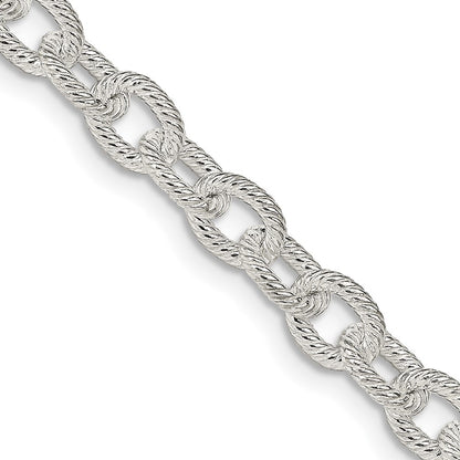 16 Inch Sterling Silver 6.25mm Fancy Patterned Rolo Chain Necklace