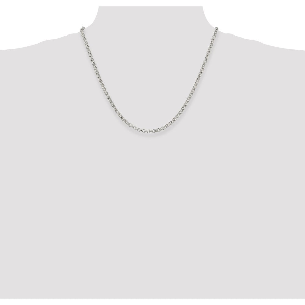 20 Inch Sterling Silver 4mm Rolo Chain Necklace