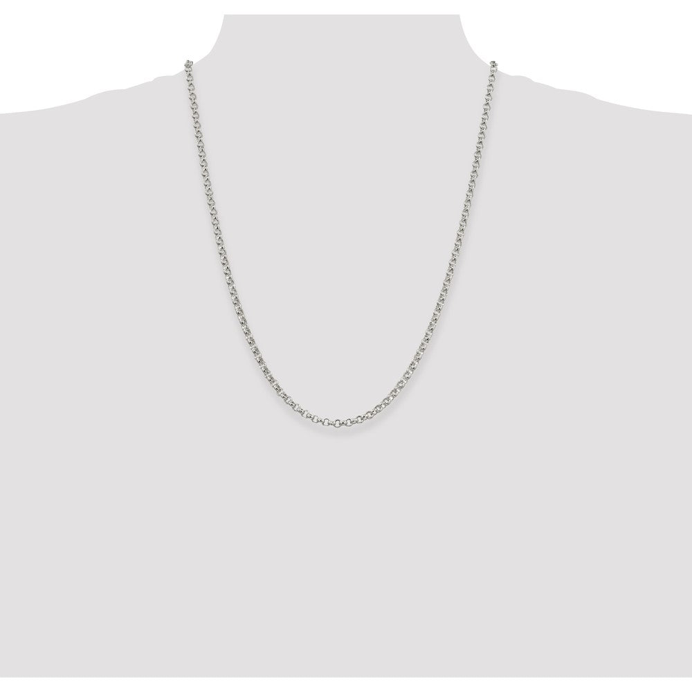 24 Inch Sterling Silver 4mm Rolo Chain Necklace