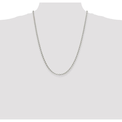 24 Inch Sterling Silver 4mm Rolo Chain Necklace