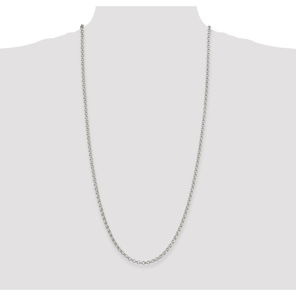 30 Inch Sterling Silver 4mm Rolo Chain Necklace
