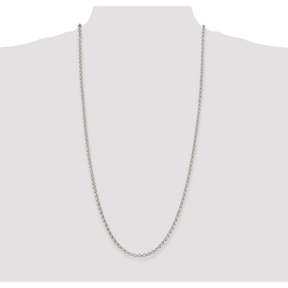30 Inch Sterling Silver 4mm Rolo Chain Necklace