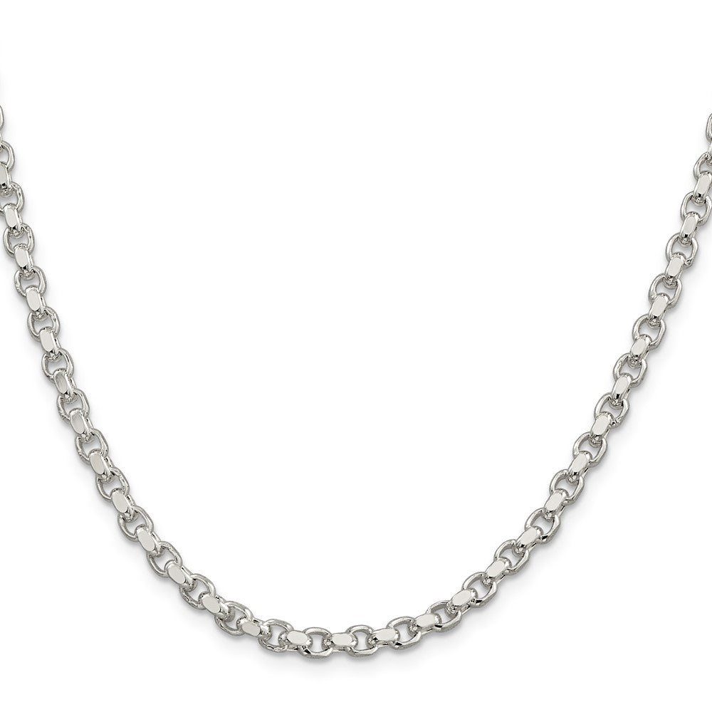 24 Inch Sterling Silver 4mm Diamond-Cut Rolo Chain Necklace