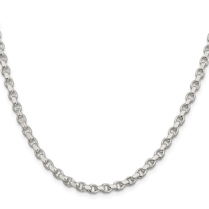 24 Inch Sterling Silver 4mm Diamond-Cut Rolo Chain Necklace