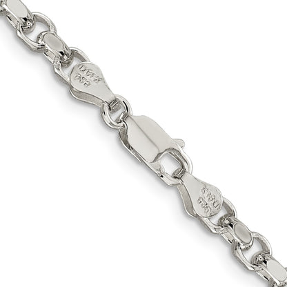 20 Inch Sterling Silver 4mm Diamond-Cut Rolo Chain Necklace