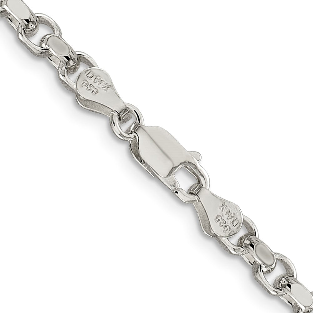 26 Inch Sterling Silver 4mm Diamond-Cut Rolo Chain Necklace