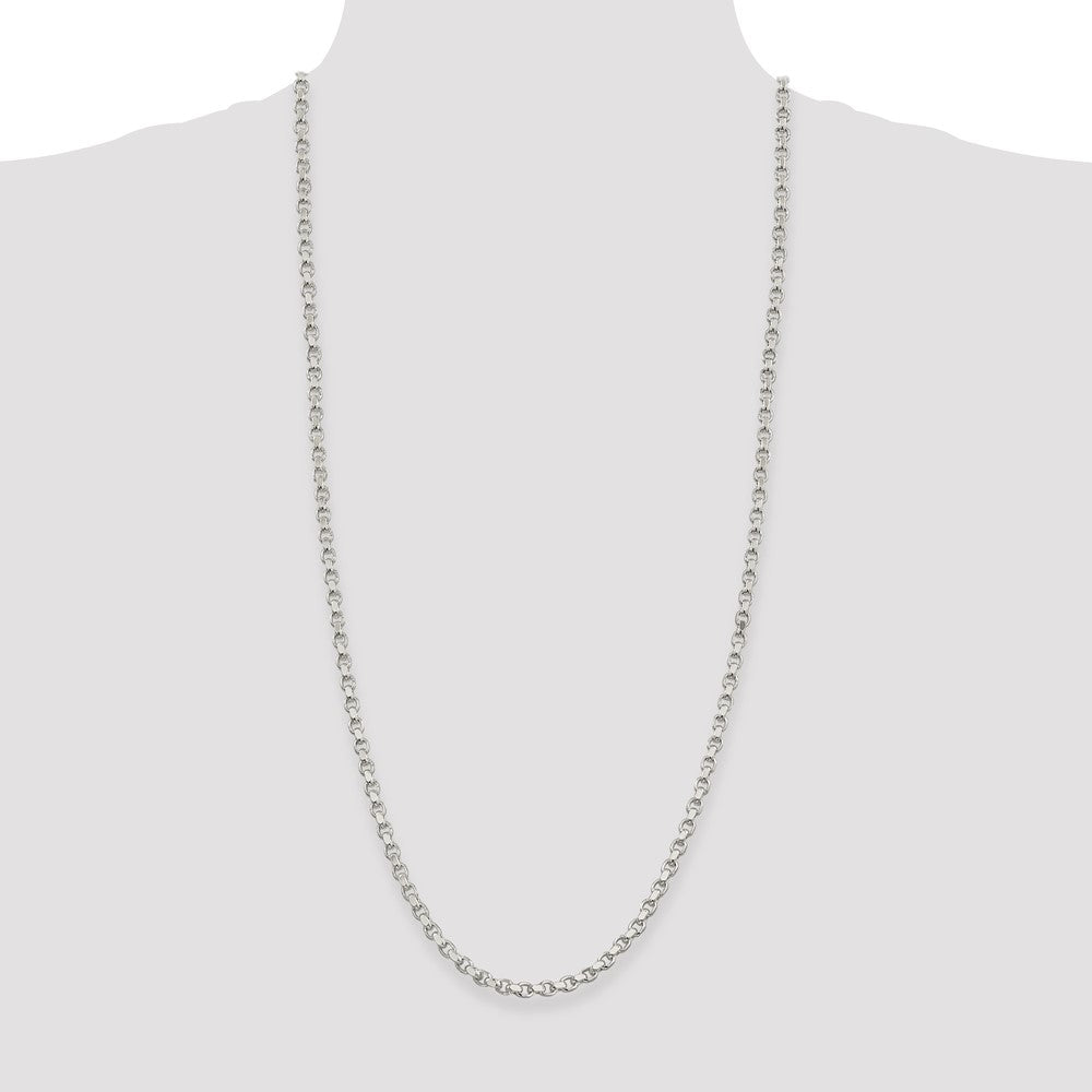 30 Inch Sterling Silver 4mm Diamond-Cut Rolo Chain Necklace