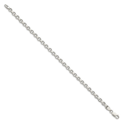 7 Inch Sterling Silver 4mm Diamond-Cut Rolo Chain Bracelet