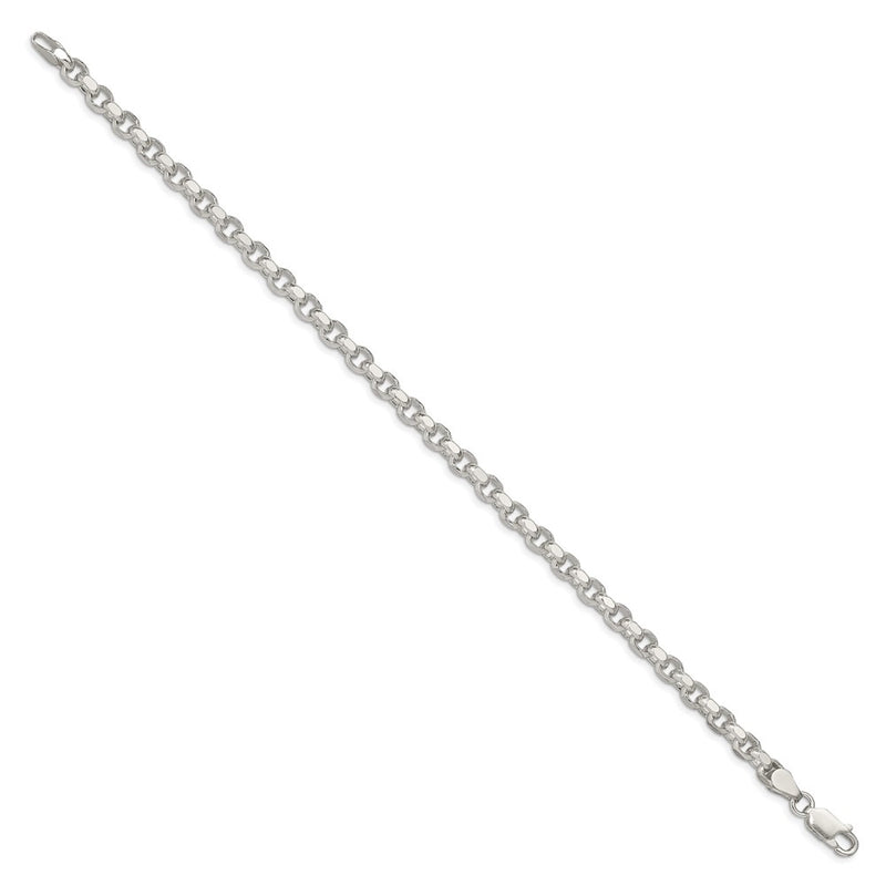 7 Inch Sterling Silver 4mm Diamond-Cut Rolo Chain Bracelet