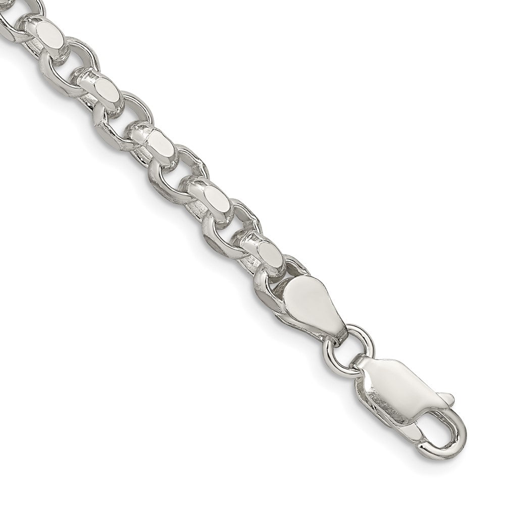 7 Inch Sterling Silver 4mm Diamond-Cut Rolo Chain Bracelet