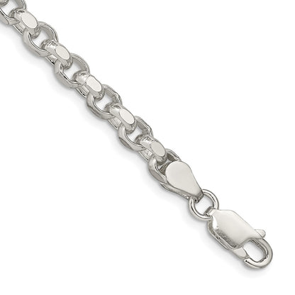 7 Inch Sterling Silver 4mm Diamond-Cut Rolo Chain Bracelet