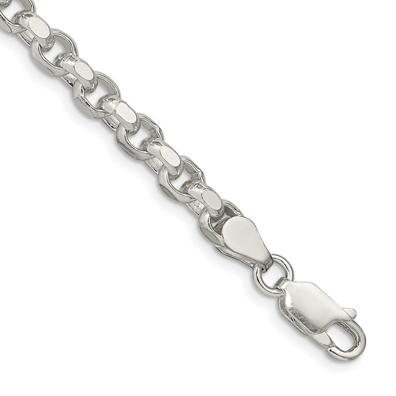7 Inch Sterling Silver 4mm Diamond-Cut Rolo Chain Bracelet