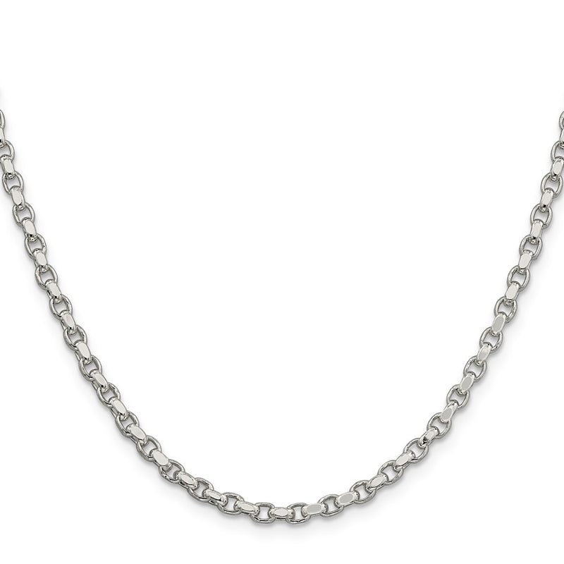 24 Inch Sterling Silver 3.5mm Diamond-Cut Rolo Chain Necklace