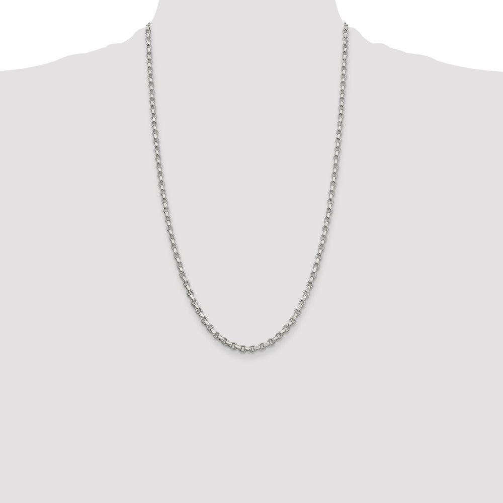 26 Inch Sterling Silver 3.5mm Diamond-Cut Rolo Chain Necklace