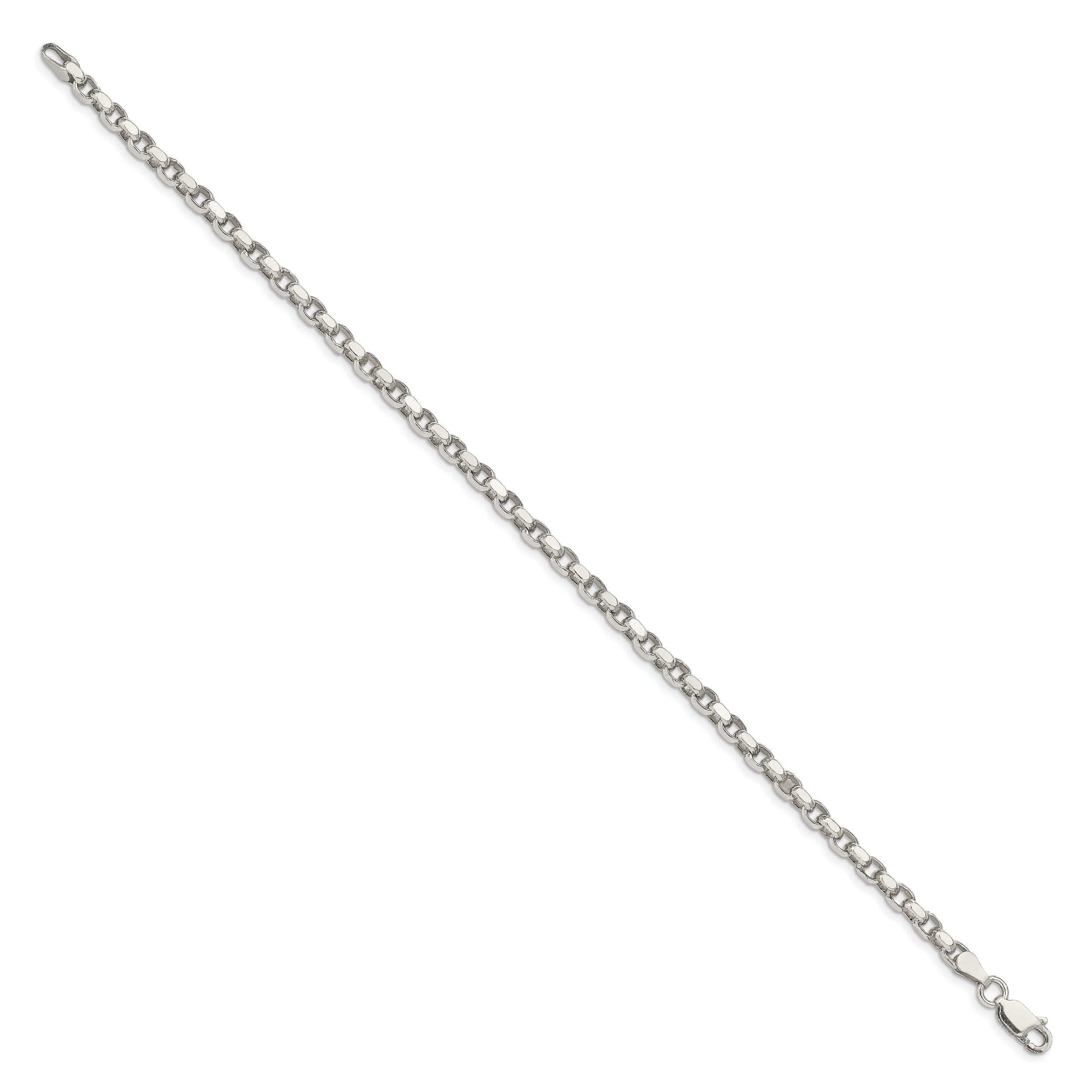 7 Inch Sterling Silver 3.5mm Diamond-Cut Rolo Chain