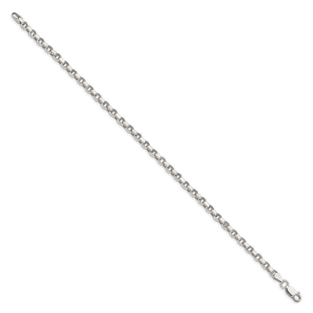 8 Inch Sterling Silver 3.5mm Diamond-Cut Rolo Chain Bracelet