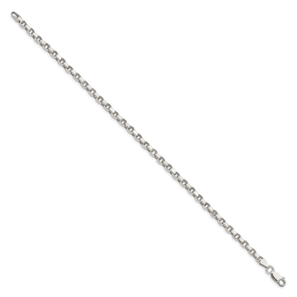 8 Inch Sterling Silver 3.5mm Diamond-Cut Rolo Chain Bracelet