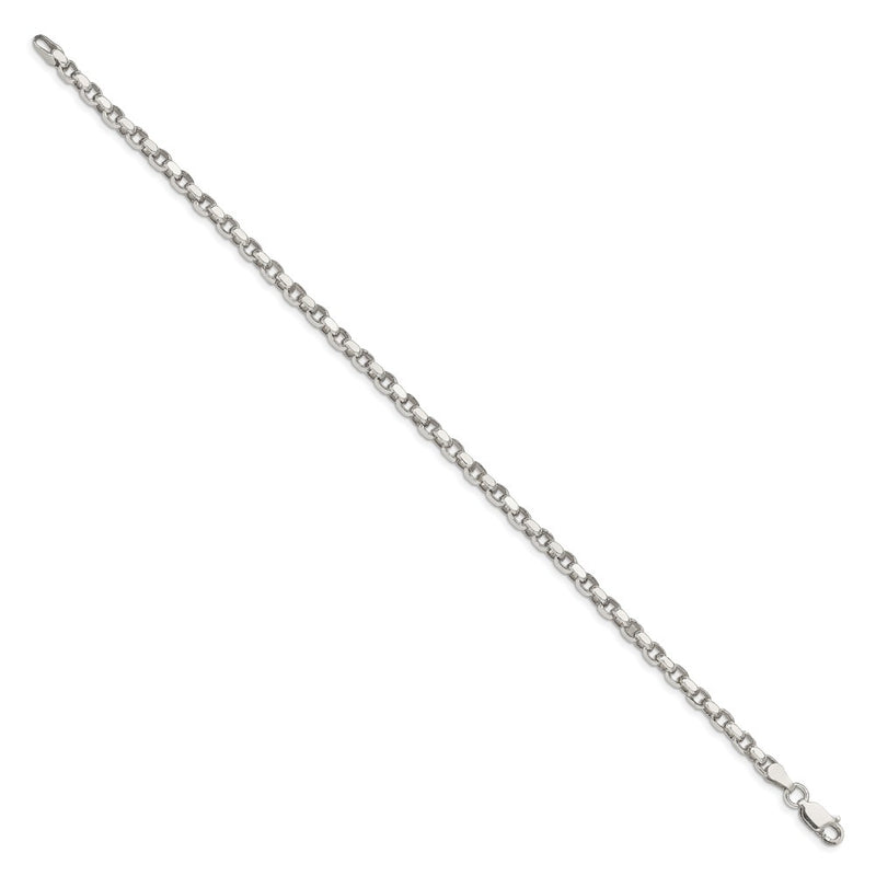 8 Inch Sterling Silver 3.5mm Diamond-Cut Rolo Chain Bracelet
