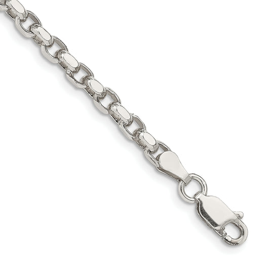 7 Inch Sterling Silver 3.5mm Diamond-Cut Rolo Chain