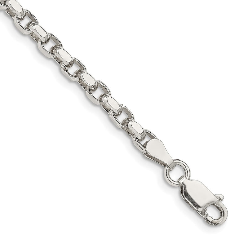 7 Inch Sterling Silver 3.5mm Diamond-Cut Rolo Chain Bracelet