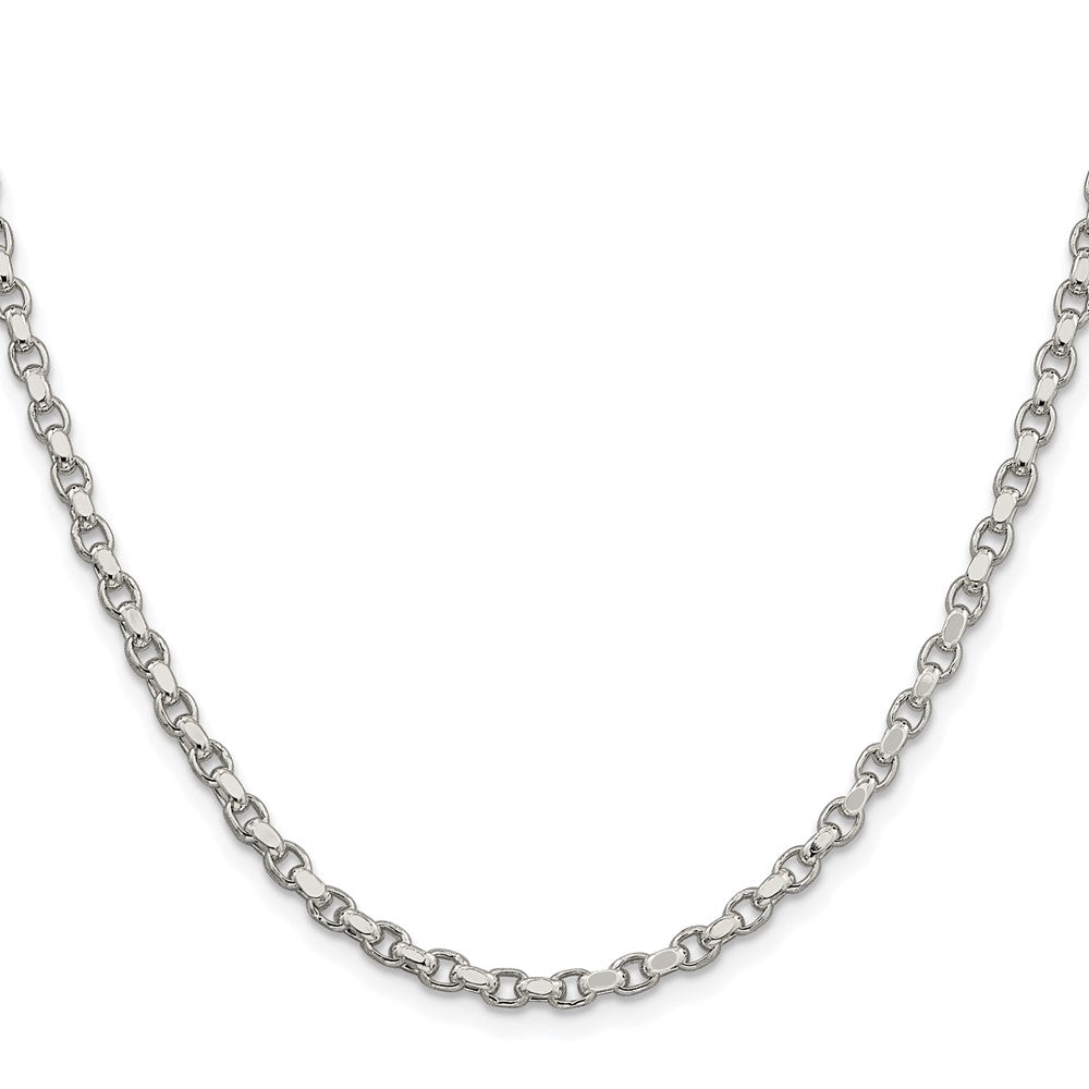 Sterling Silver Rhodium-Plated 3.5mm Diamond-Cut Rolo Chain