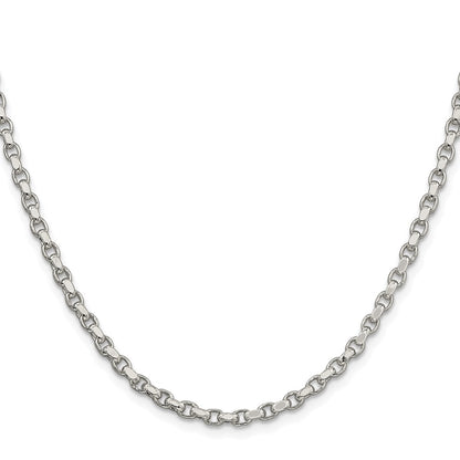 Sterling Silver Rhodium-Plated 3.5mm Diamond-Cut Rolo Chain