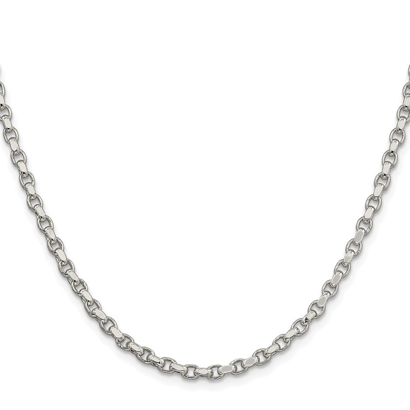 Sterling Silver Rhodium-Plated 3.5mm Diamond-Cut Rolo Chain