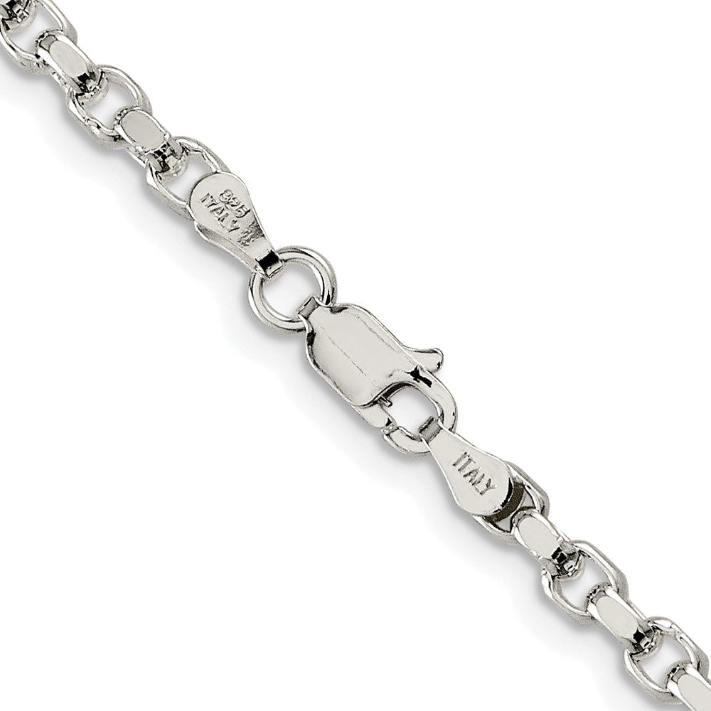 Sterling Silver Rhodium-Plated 3.5mm Diamond-Cut Rolo Chain