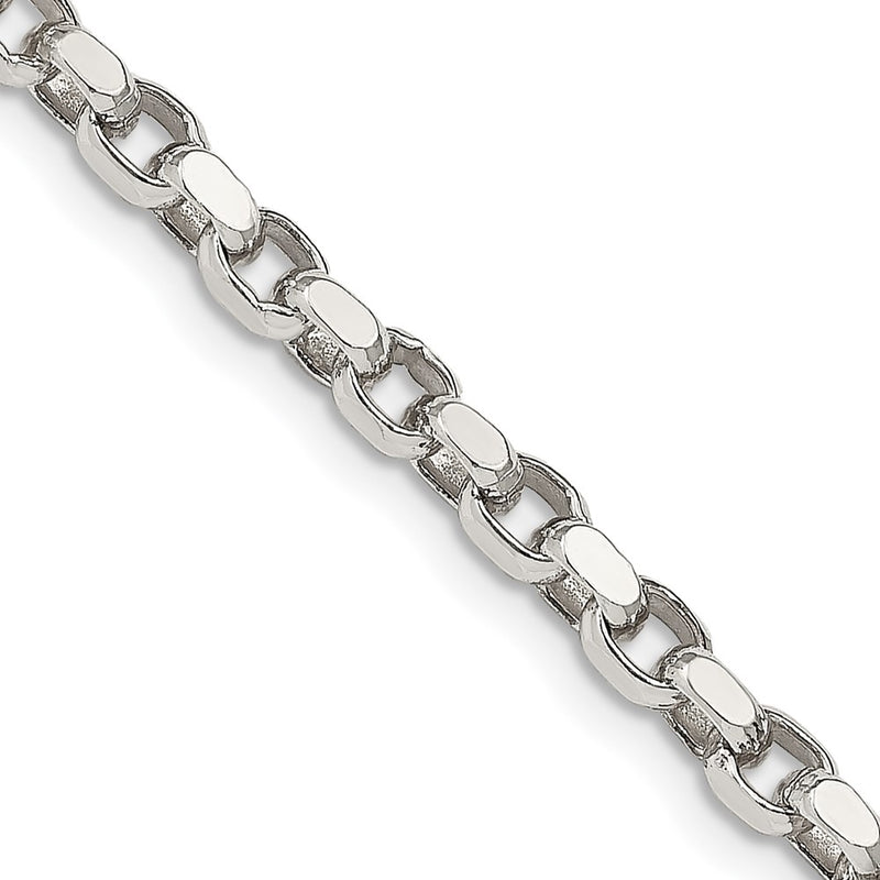 24 Inch Sterling Silver 3.5mm Diamond-Cut Rolo Chain Necklace