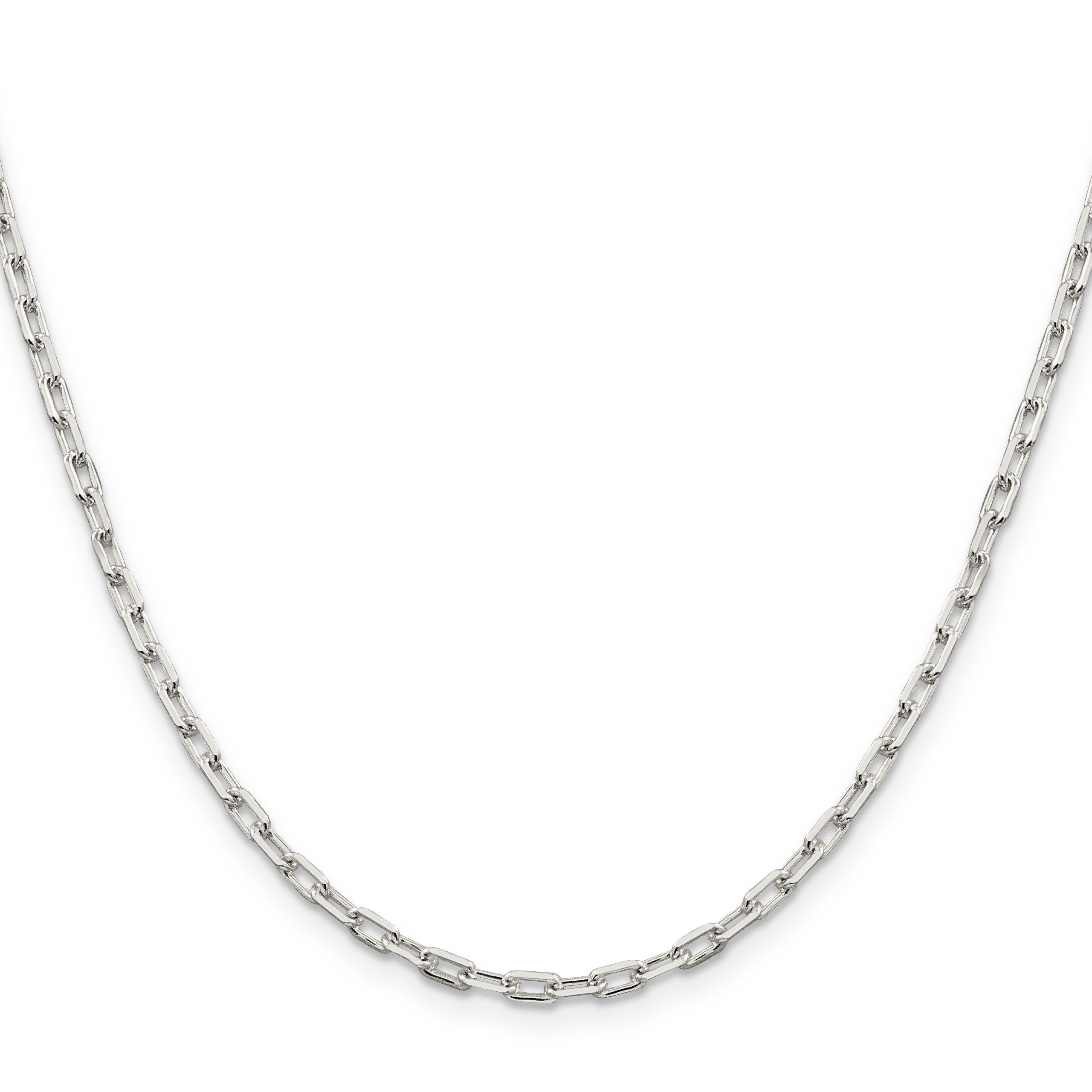 30 Inch Sterling Silver 2.75mm Elongated Open Link Chain