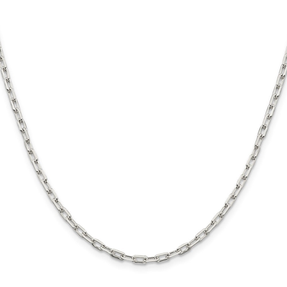 18 Inch Sterling Silver 2.75mm Elongated Open Link Chain Necklace