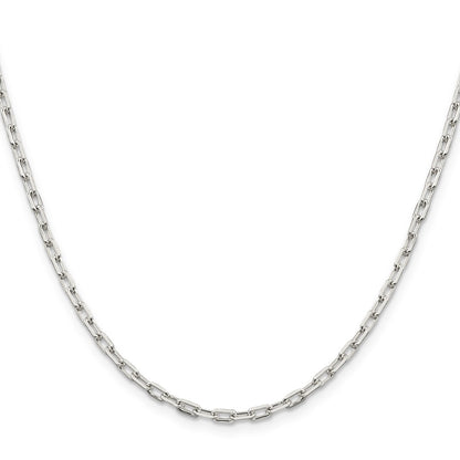 18 Inch Sterling Silver 2.75mm Elongated Open Link Chain Necklace