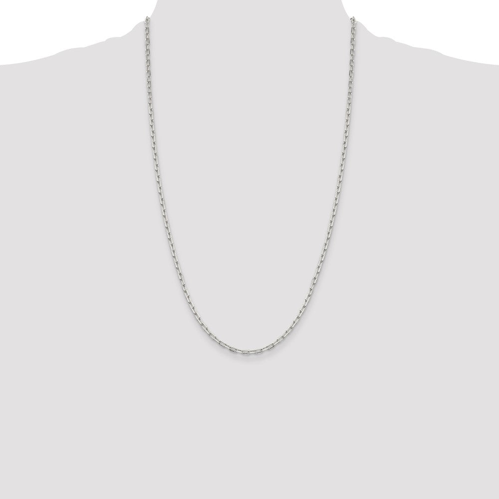 26 Inch Sterling Silver 2.75mm Elongated Open Link Chain Necklace