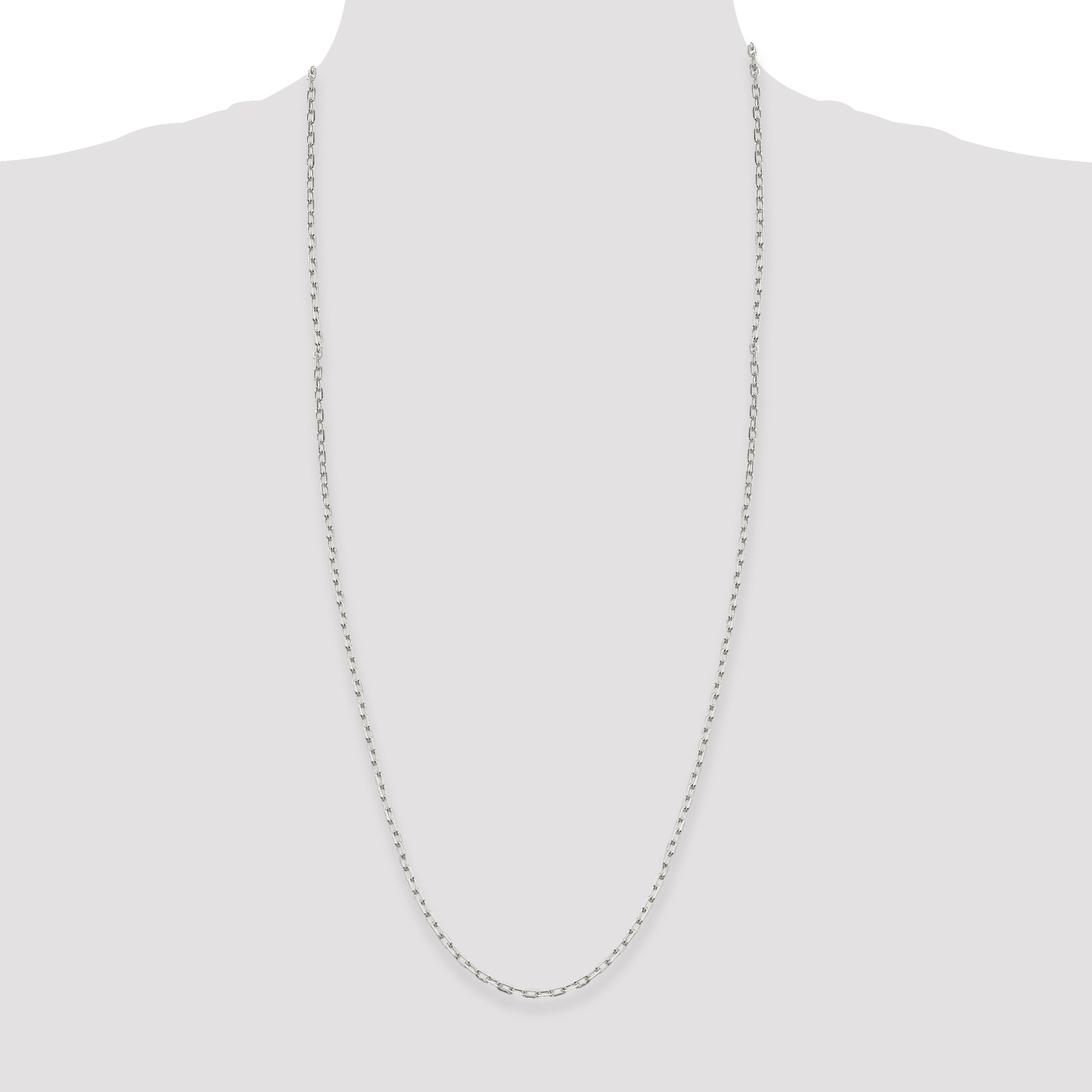 30 Inch Sterling Silver 2.75mm Elongated Open Link Chain