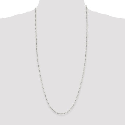 30 Inch Sterling Silver 2.75mm Elongated Open Link Chain