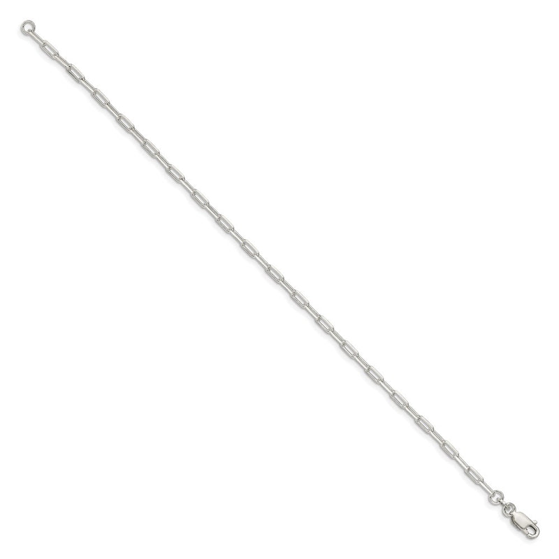 8 Inch Sterling Silver 2.75mm Elongated Open Link Chain Bracelet