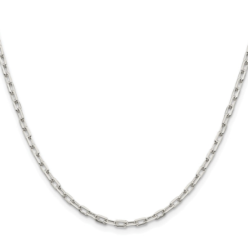 Sterling Silver Rhodium-Plated 2.75mm Elongated Open Link Chain