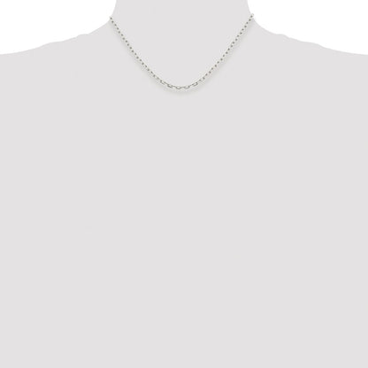 Sterling Silver Rhodium-Plated 2.75mm Elongated Open Link Chain