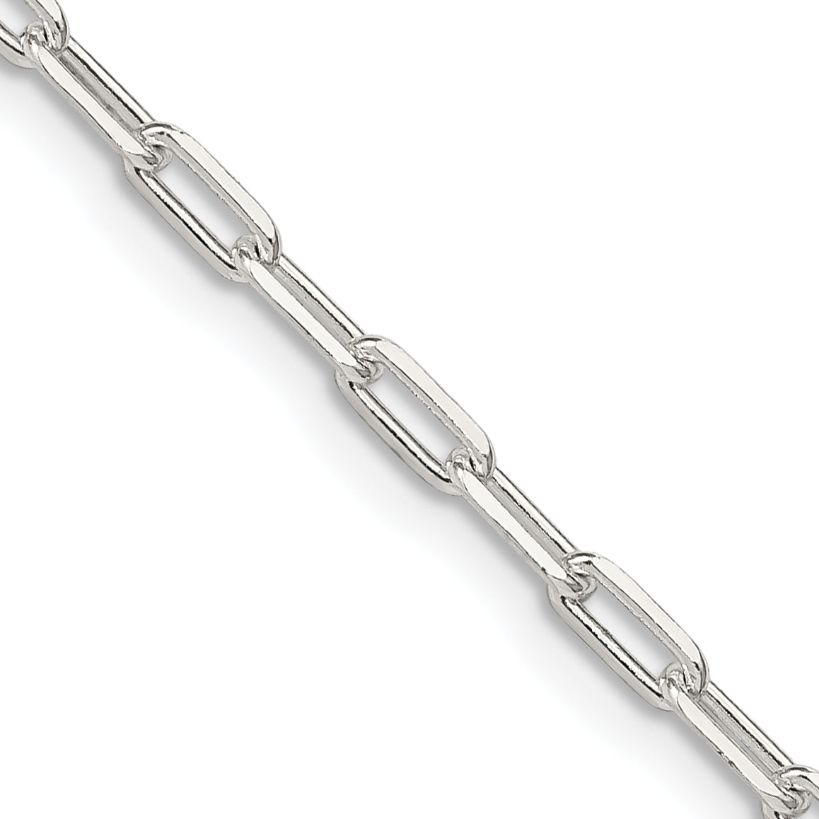 30 Inch Sterling Silver 2.75mm Elongated Open Link Chain