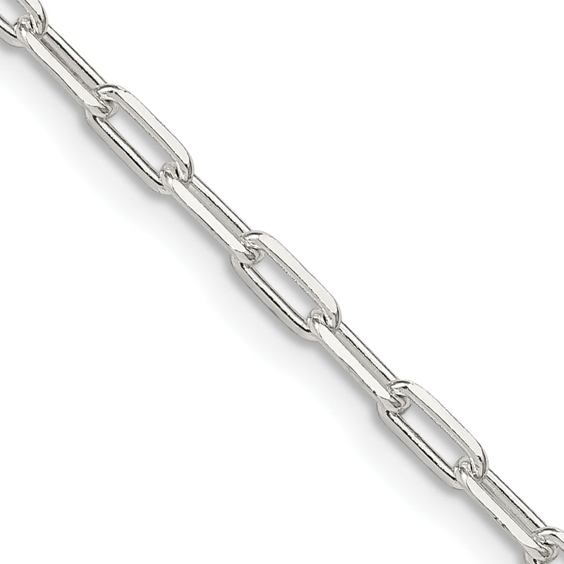 30 Inch Sterling Silver 2.75mm Elongated Open Link Chain Necklace