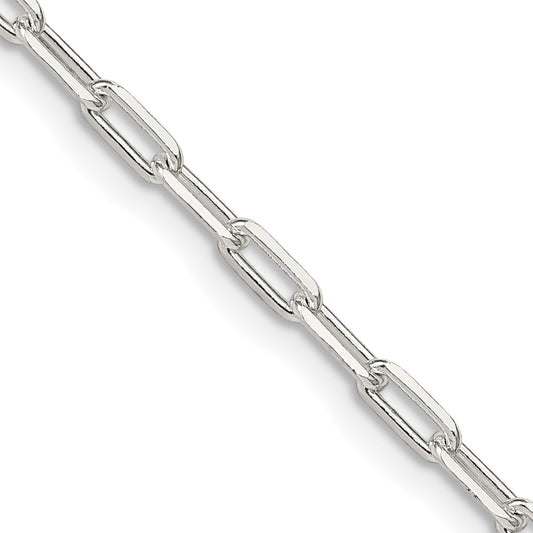 24 Inch Sterling Silver 2.75mm Elongated Open Link Chain