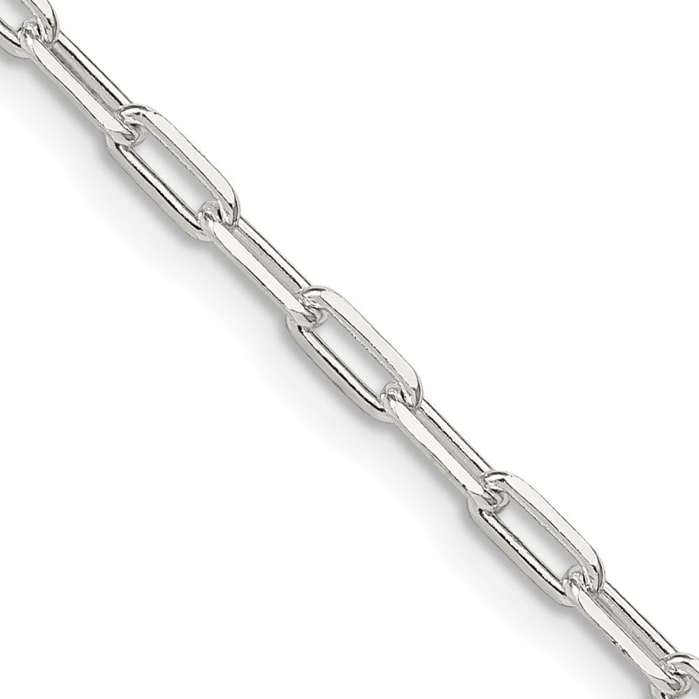 18 Inch Sterling Silver 2.75mm Elongated Open Link Chain Necklace