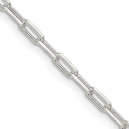 18 Inch Sterling Silver 2.75mm Elongated Open Link Chain Necklace