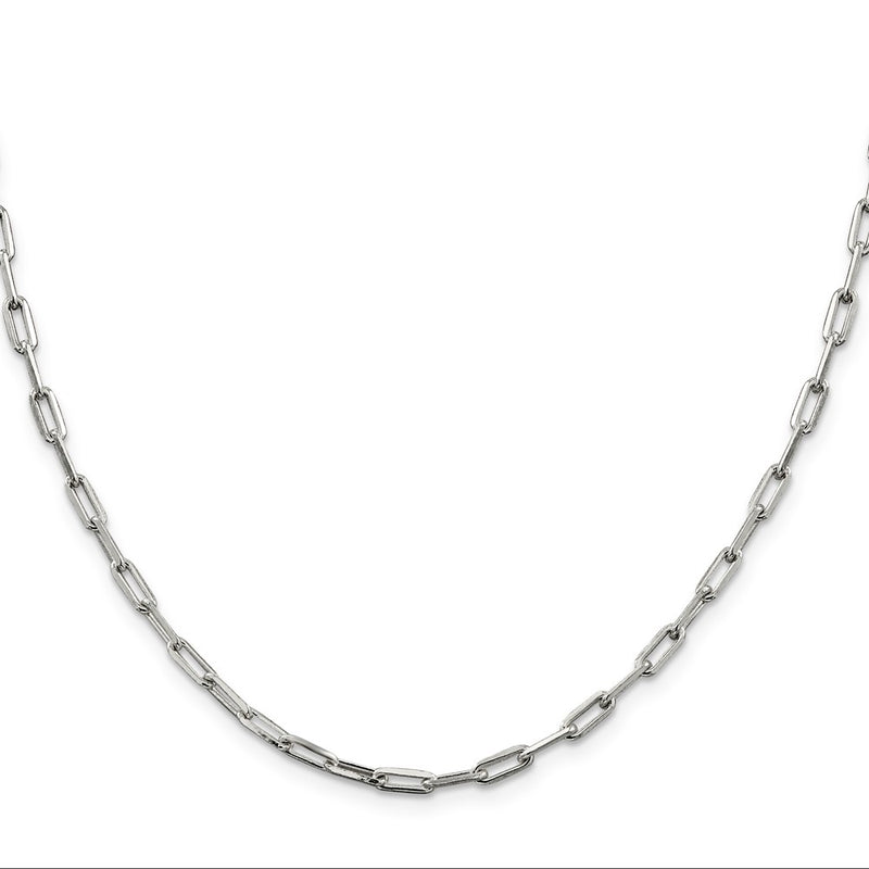 30 Inch Sterling Silver 3.25mm Elongated Open Link Chain Necklace